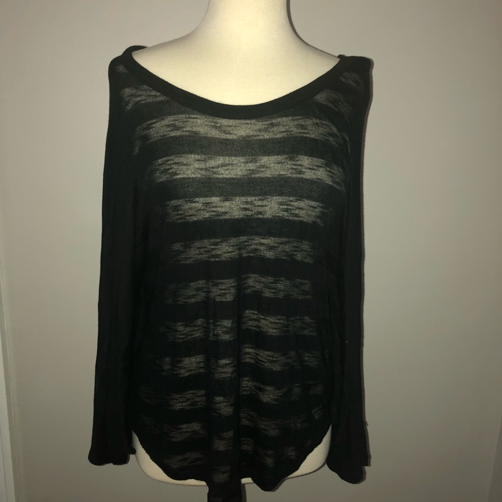 Black winged sheer dress top